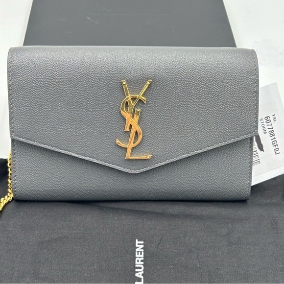Women’s Saint Laurent Gray Leather Clutch - Picture 1 of 15